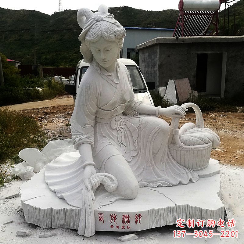 广西中国古代四大美女之西施汉白玉石雕塑
