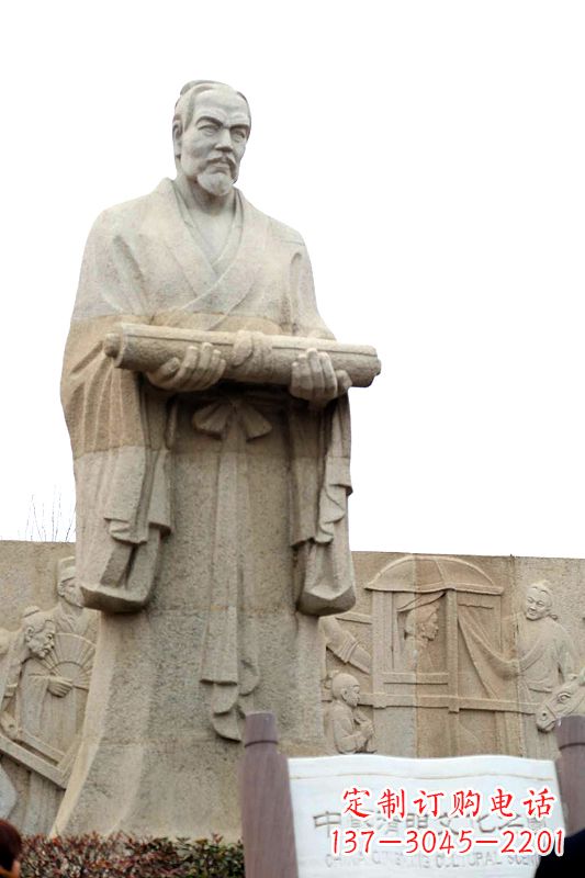 广西中国历史名人北宋绘画大师清明上河图画家张择端汉白玉石雕像