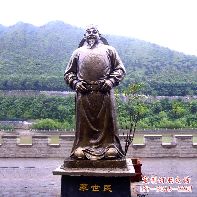 广西中国历史名人唐初著名帝王李世民铸铜雕像