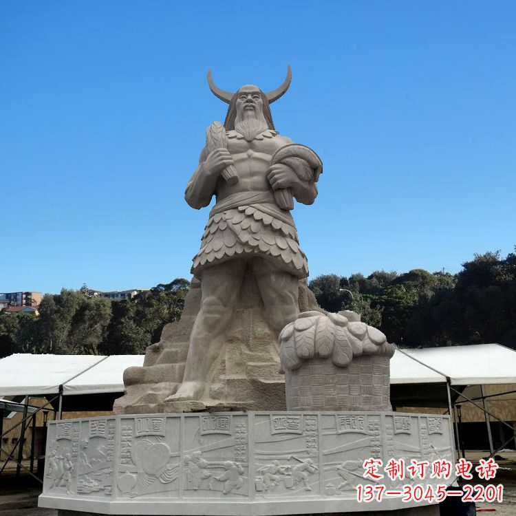 广西中国上古人物人文初祖汉白玉神农雕像