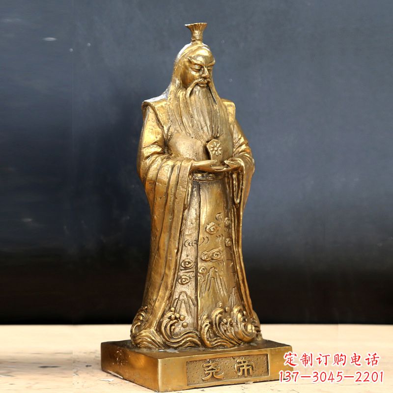 广西中国上古时期部落联盟首领尧帝铸铜雕像