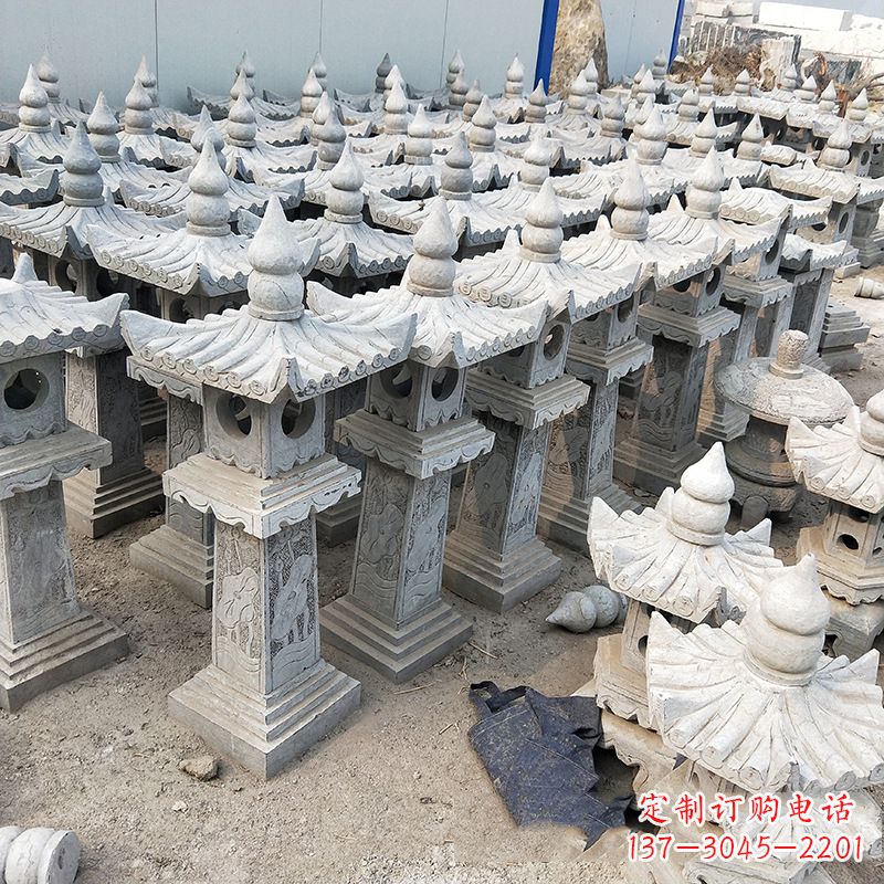 广西中式青石灯笼雕塑