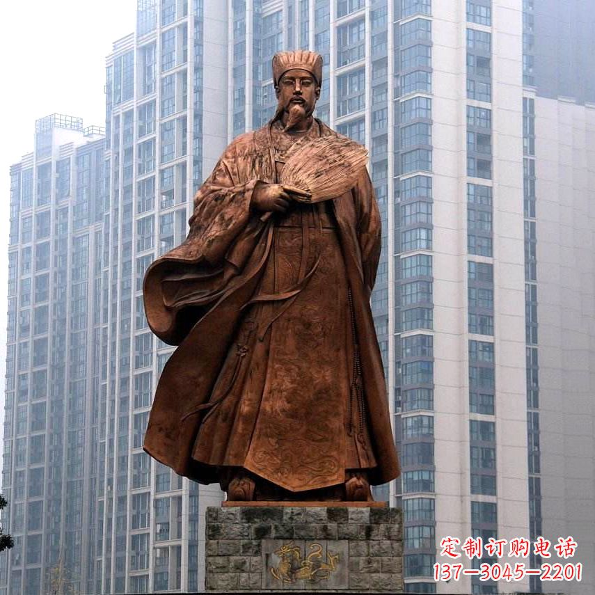 广西诸葛亮城市景观铜雕像-中国古代著名人物三国谋士卧龙先生雕塑