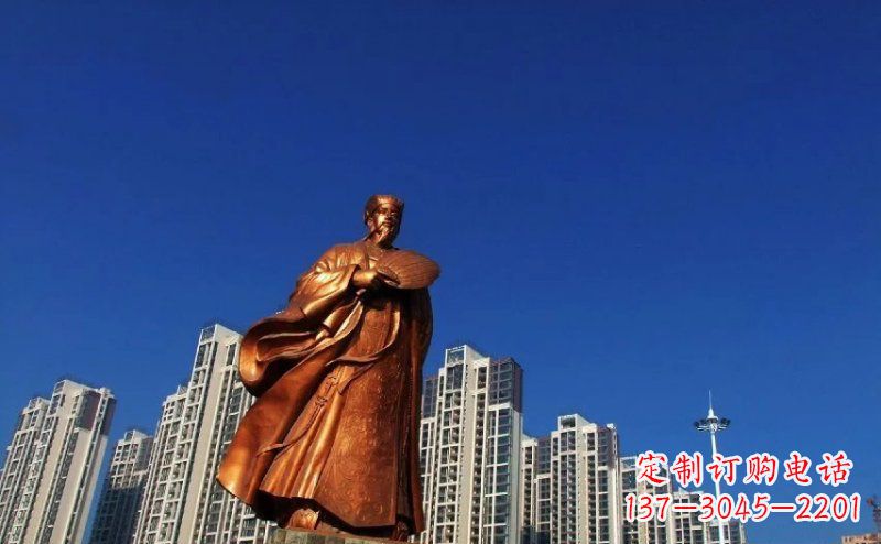 广西诸葛亮古代名人铜雕 (2)