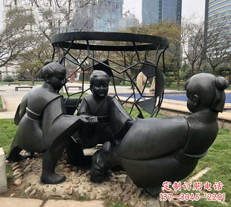 广西铸铜公园司马光砸缸儿童雕塑