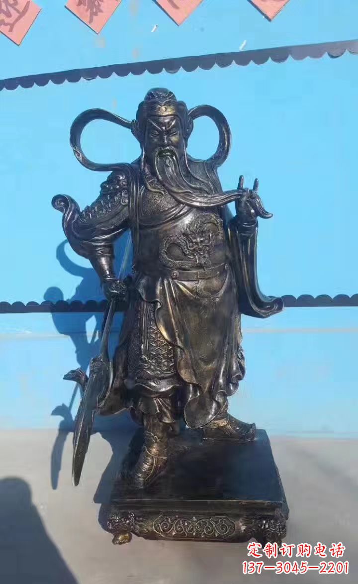 广西铸铜关公武财神铜雕
