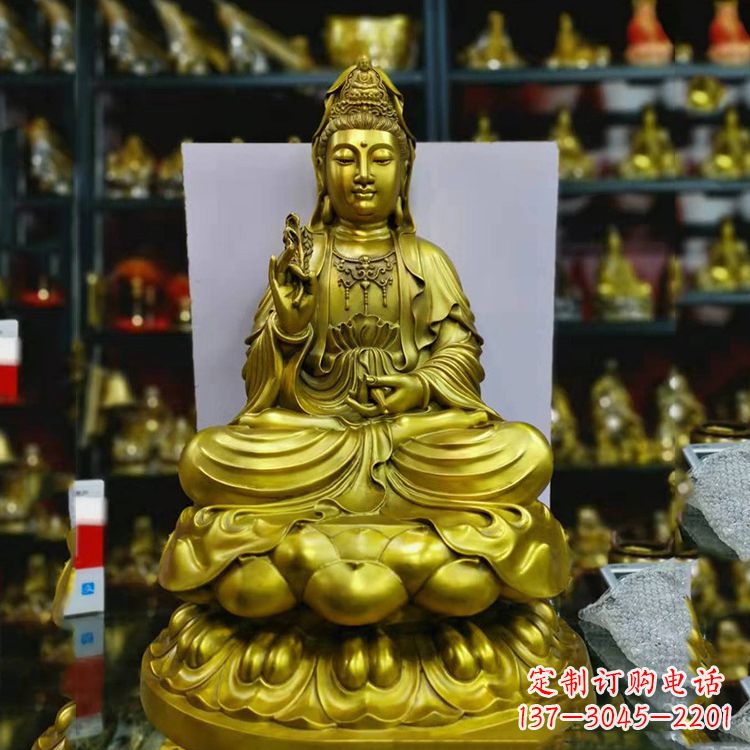 广西铸铜观音菩萨佛像雕塑