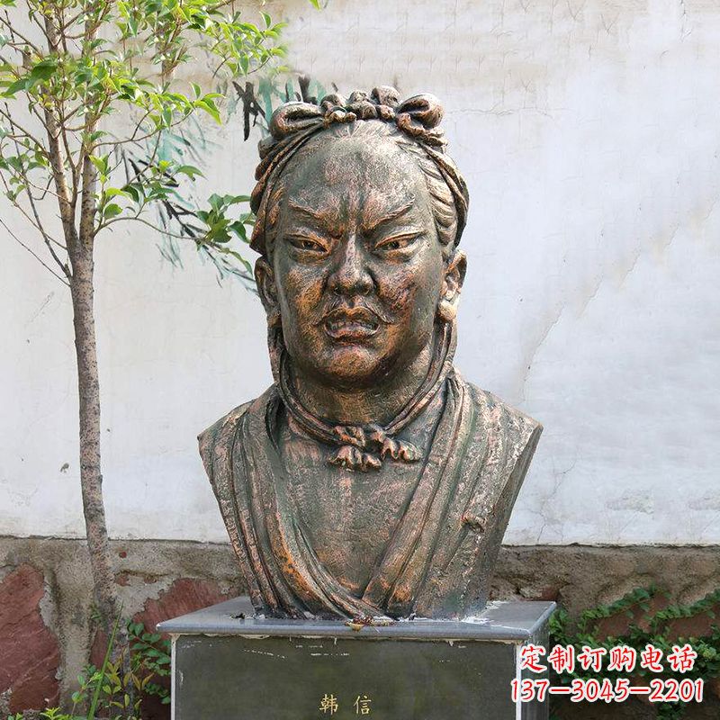 广西铸铜韩信头像雕塑-公园校园历史名人雕塑摆件