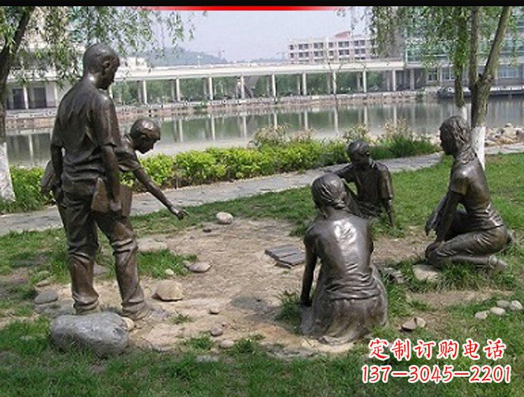 广西铸铜老师和学生雕塑