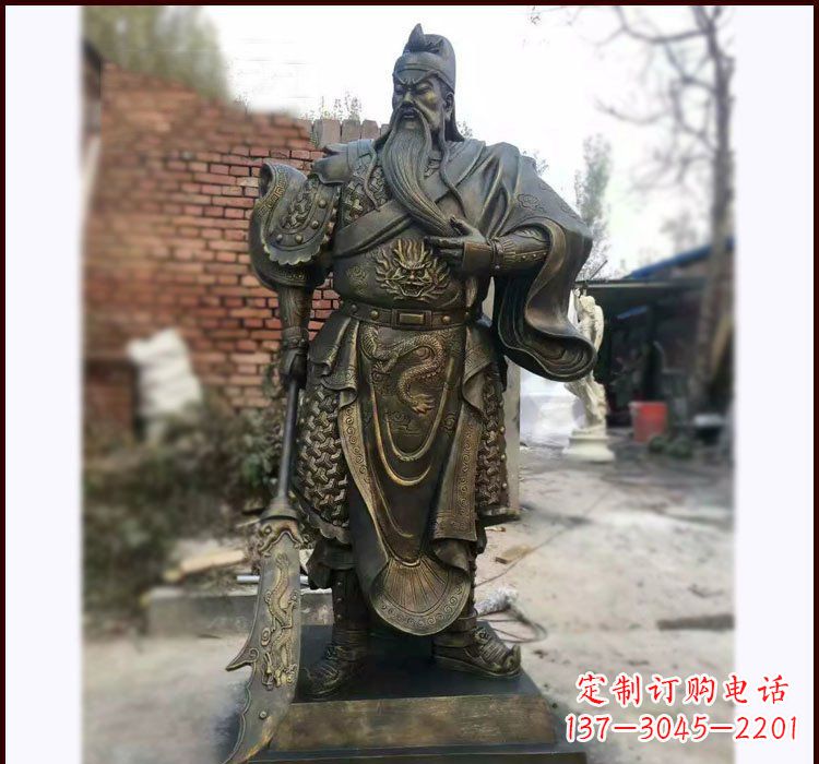 广西铸铜立式关公雕塑