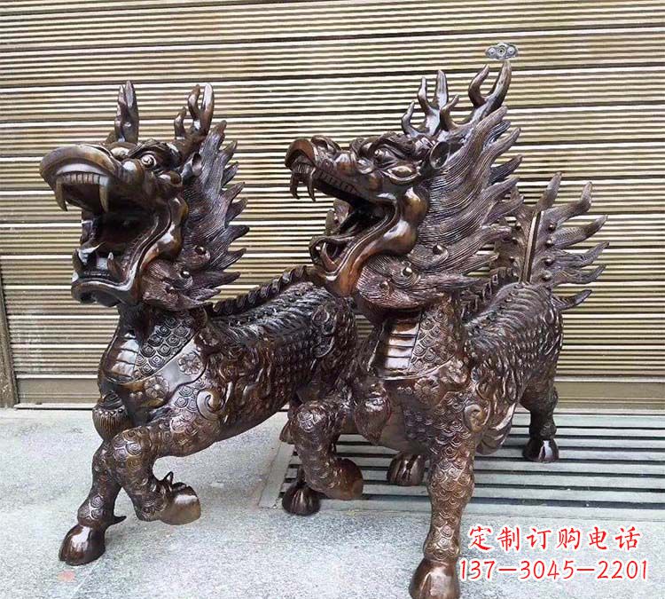 广西铸铜立式麒麟