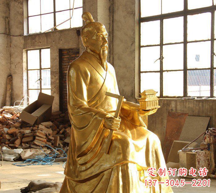 广西铸铜鲁班古代人物铜雕