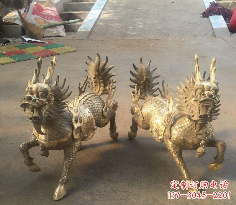 广西铸铜麒麟雕塑 (2)