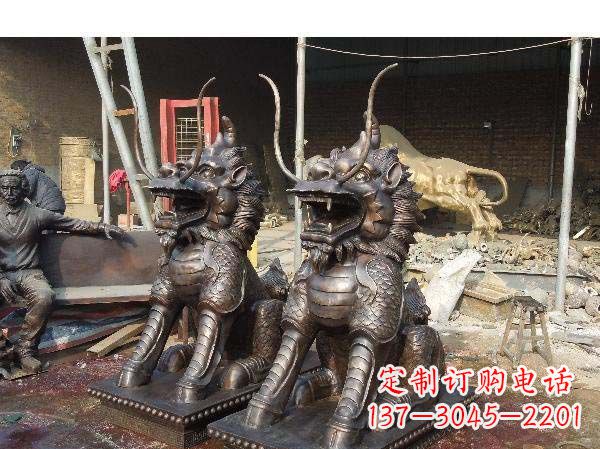 广西铸铜麒麟雕塑2221