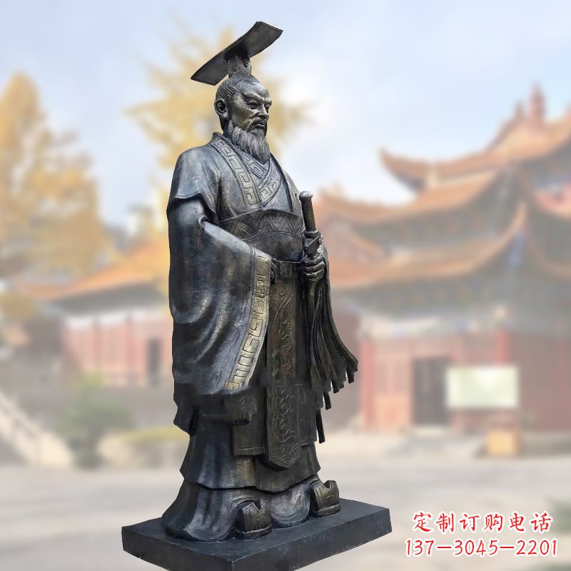 广西铸铜秦始皇铜雕塑像