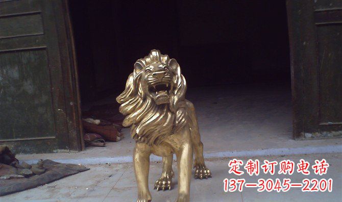广西铸铜狮子西洋狮子铜雕
