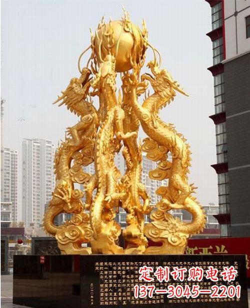 广西铸铜四龙戏珠雕塑