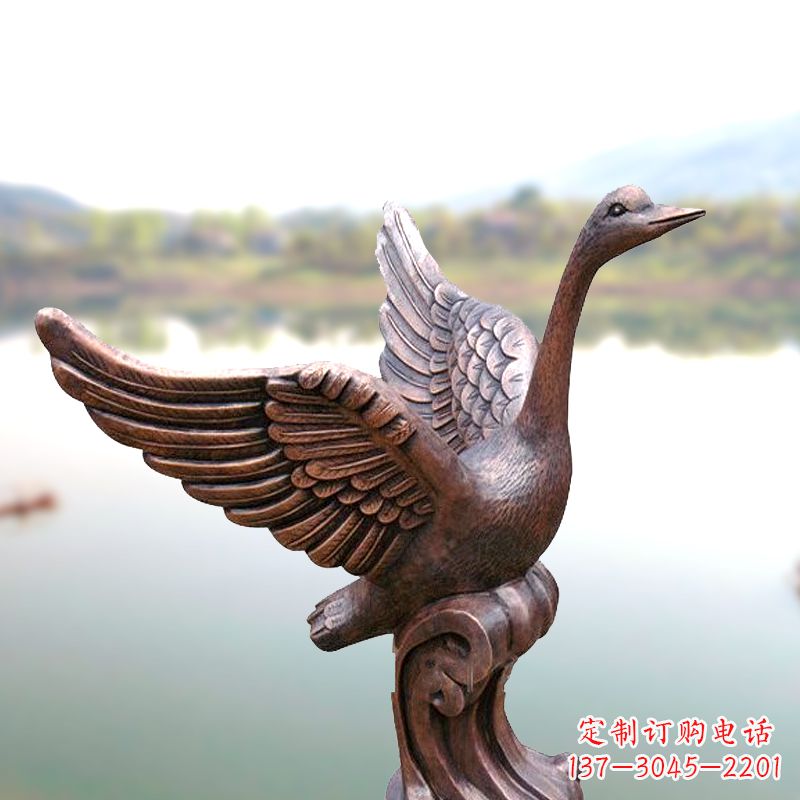 广西铸铜天鹅景观摆件