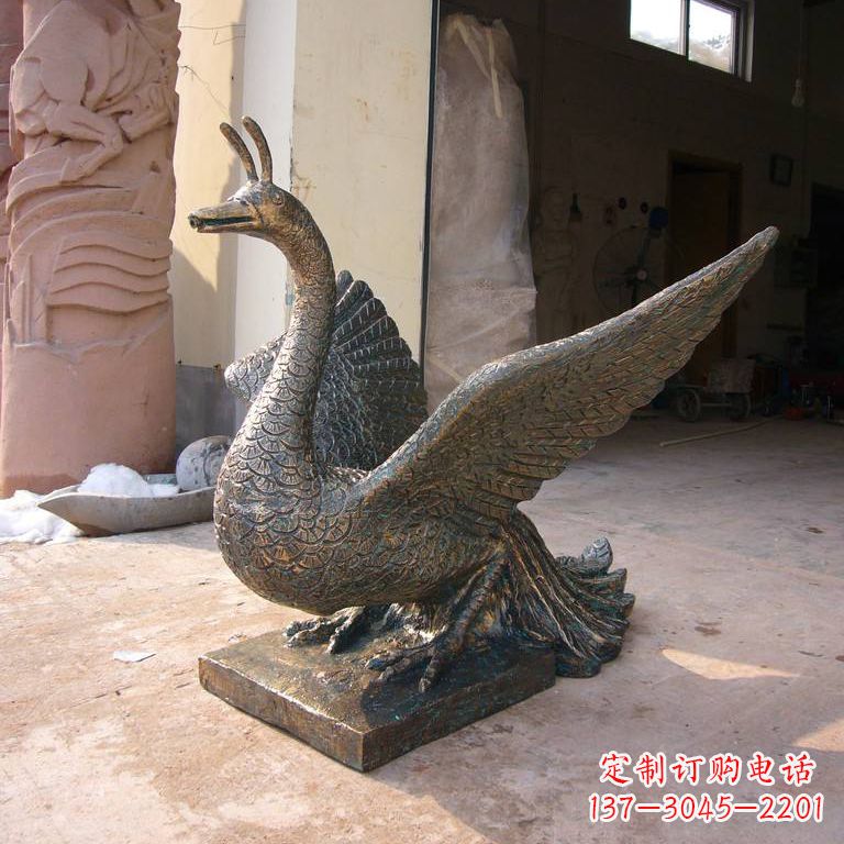 广西铸铜天之四灵朱雀雕塑摆件