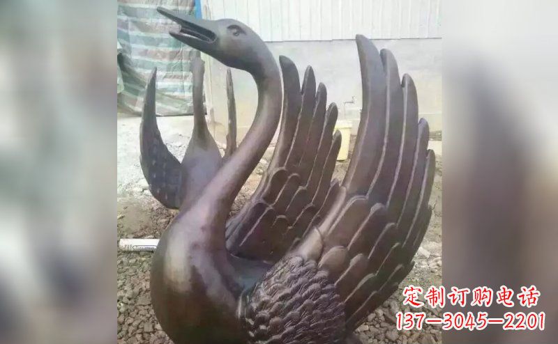 广西铸铜天鹅铜雕