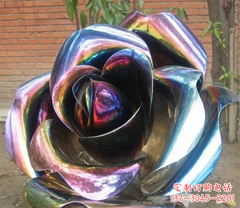 广西彩色创意不锈钢玫瑰雕塑