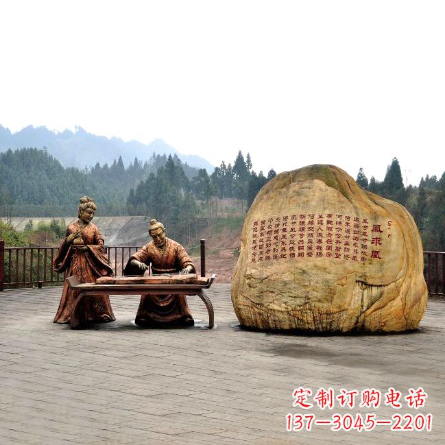 广西卓文君与司马相如凤求凰公园景观雕塑-历史典故人物情景雕塑