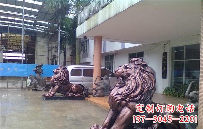广西紫铜西洋狮子铜雕