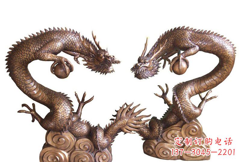 广西紫铜铸双龙戏珠
