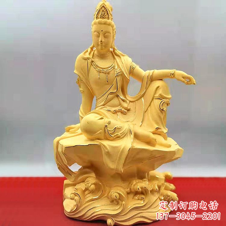 广西自在观音纯铜镀金雕塑