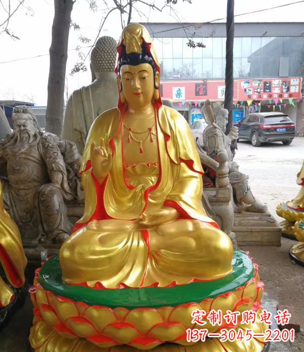 广西宗教庙宇玻璃钢观音菩萨雕像