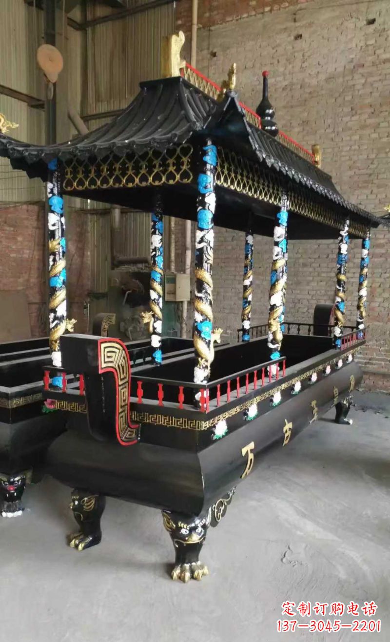 广西宗教庙宇方形香炉铜雕