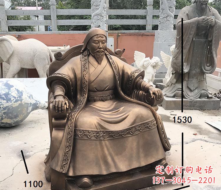 广西坐式成吉思汗铜雕 (2)