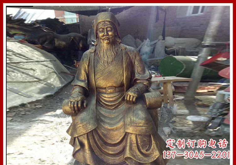 广西坐式成吉思汗铜雕