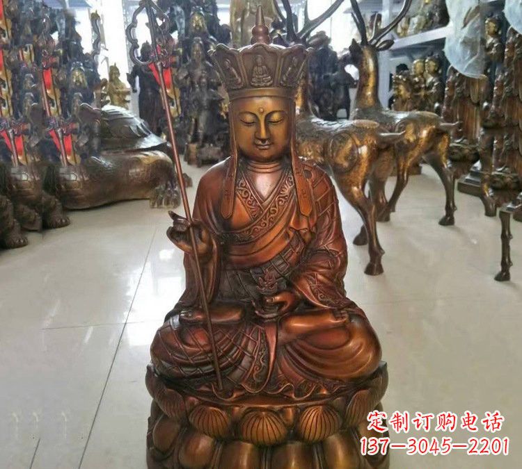 广西坐式地藏菩萨铜雕