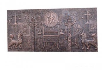 广西紫铜法字獬豸浮雕