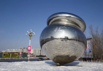 广西陀螺雕塑-户外广场大型景观不锈钢镜面陀螺雕塑