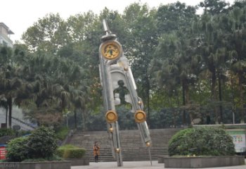 广西圆规雕塑-不锈钢广场创意圆规雕塑